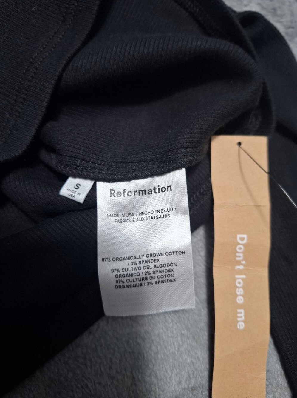 Reformation Davy Cropped Ribbed Turtleneck Black Long Sleeve Top Slim Sz S - Picture 9 of 12